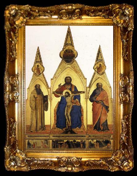 framed  Nardo di Cione The Trinity and SS.Romuald and john the Evangelist Three Stories from the Life ofSt.Romuald, ta009-2
